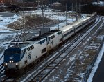 Locos 10 and 18 take a late(r) Amtrak #20(21) away from Lynchburg